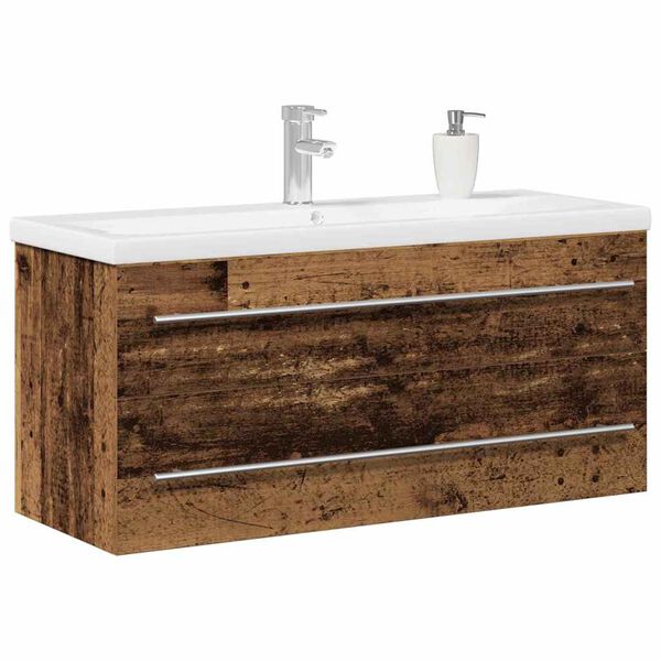 vidaXL Meuble de Lavabo de Salle de Bain avec tiroir 2 pcs Bois Ancien