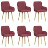 vidaXL Chaises de salle &agrave; manger 6 pc Tissu Bordeaux