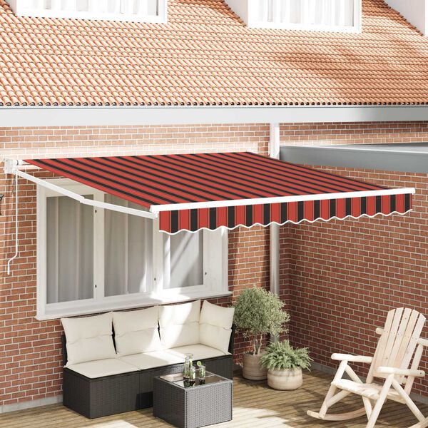 vidaXL Auvent R&eacute;tractable Ray&eacute; Orange et marron 300 x 250 cm