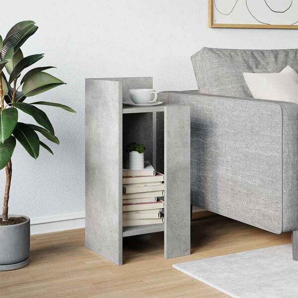 vidaXL Table d'appoint avec étagère gris béton 25,5x27x60 cm
