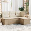 vidaXL Salon de jardin avec coussins 4 pcs beige r&eacute;sine tress&eacute;e
