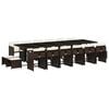 vidaXL Ensemble &agrave; manger de jardin et coussins 17 pcs marron rotin