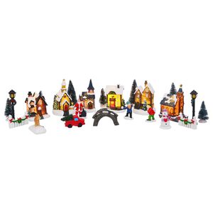 vidaXL D&eacute;cor de Table de No&euml;l 24 pc R&eacute;sine, Plastique Multicolore