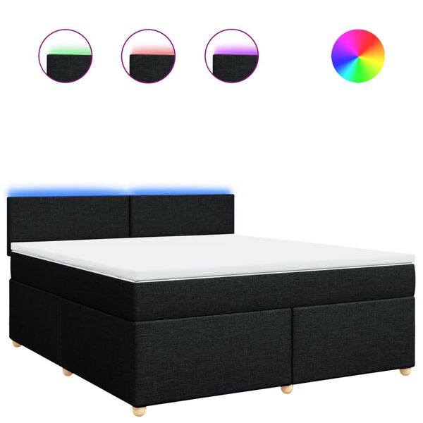 vidaXL Sommier &agrave; lattes de lit avec matelas Noir 180x200 cm Tissu