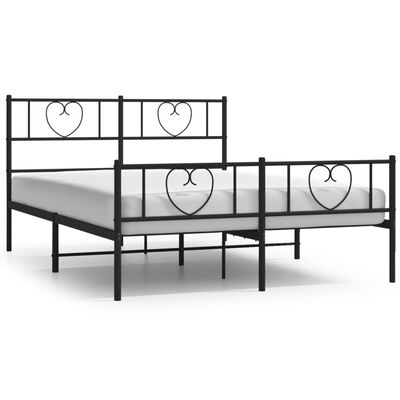 vidaXL Cadre de lit métal sans matelas avec pied de lit noir 135x190cm