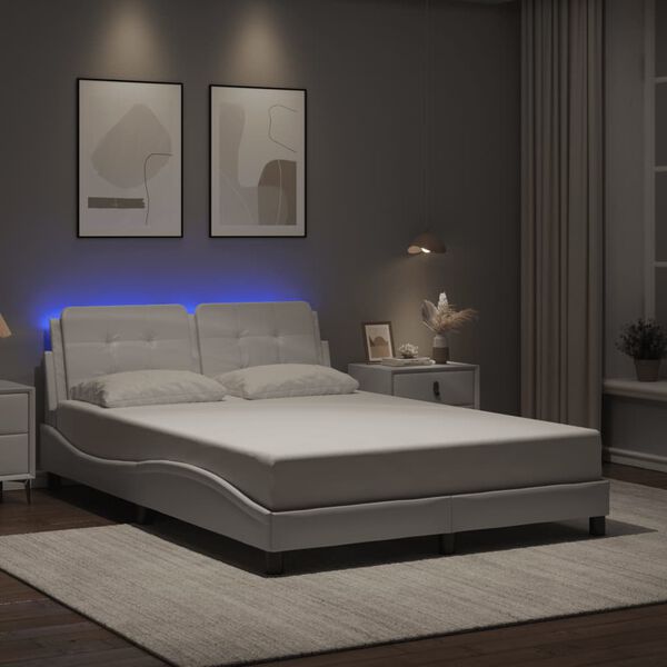 vidaXL Cadre de lit avec LED sans matelas Zadar blanc 120x200 cm