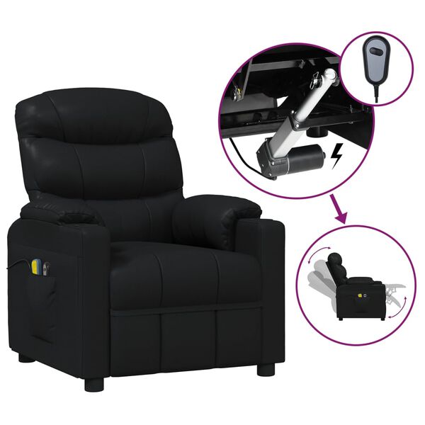 vidaXL Fauteuil électrique de massage Noir Similicuir