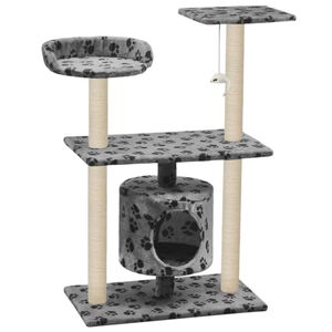 vidaXL Arbre &agrave; chat avec griffoir en sisal 95 cm Gris Motif de pattes