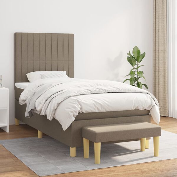 vidaXL Sommier &agrave; lattes de lit avec matelas Taupe 80x200 cm Tissu