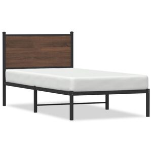 vidaXL Cadre de lit en m&eacute;tal sans matelas ch&ecirc;ne marron 90x200 cm