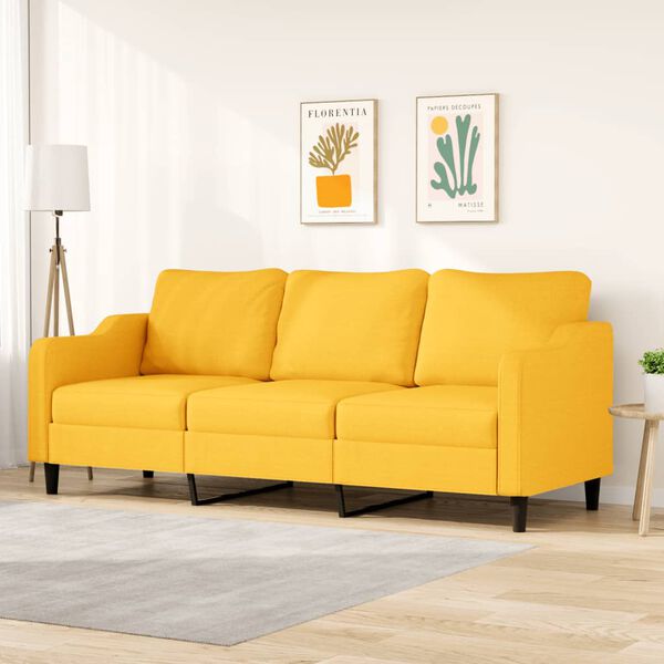 vidaXL Canap&eacute; &agrave; 3 places Jaune clair 210 cm Tissu