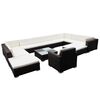 vidaXL Salon de jardin 12 pcs avec coussins r&eacute;sine tress&eacute;e noir