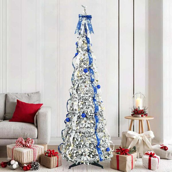 vidaXL Sapin de No&euml;l artificiel avec 200 LED Blanc 210 cm PVC