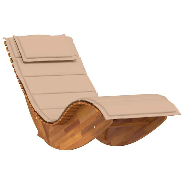 vidaXL Chaise longue &agrave; bascule avec coussin en bois massif d'acacia