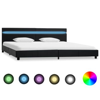 vidaXL Cadre de lit avec LED Noir Similicuir 180 x 200 cm