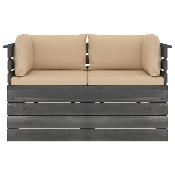 vidaXL Canap&eacute; palette de jardin 2 places avec coussins Bois de pin