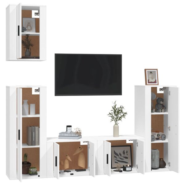 vidaXL Ensemble de meubles TV 5 pcs Blanc Bois d'ing&eacute;nierie