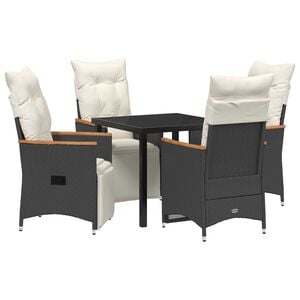 vidaXL Ensemble de salle &agrave; manger pour jardin 5 pcs Noir polyrotin