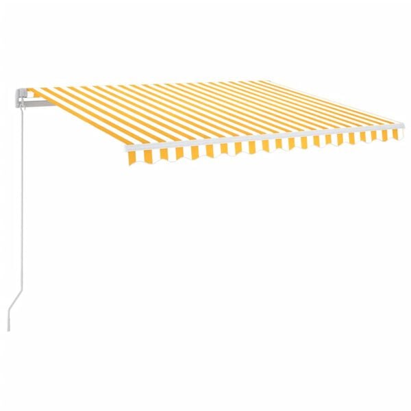 vidaXL Auvent manuel r&eacute;tractable avec LED 350x250 cm Jaune et blanc