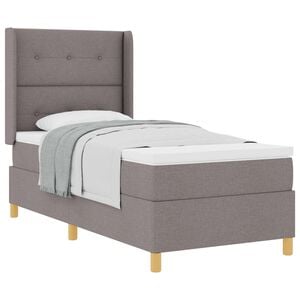vidaXL Lit &agrave; ressorts avec matelas Taupe 90 x 200 cm tissu
