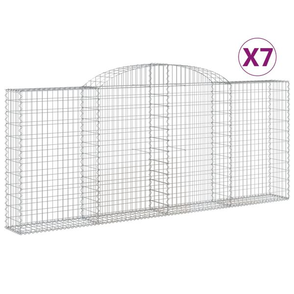 vidaXL Paniers &agrave; gabions arqu&eacute;s 7 pcs 300x30x120/140 cm fer galvanis&eacute;