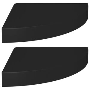 vidaXL &Eacute;tag&egrave;res d'angle flottantes 2 pcs noir 25x25x3,8 cm MDF
