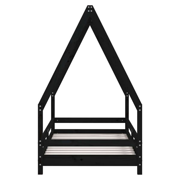 vidaXL Cadre de lit pour enfant noir 80x160 cm bois de pin massif