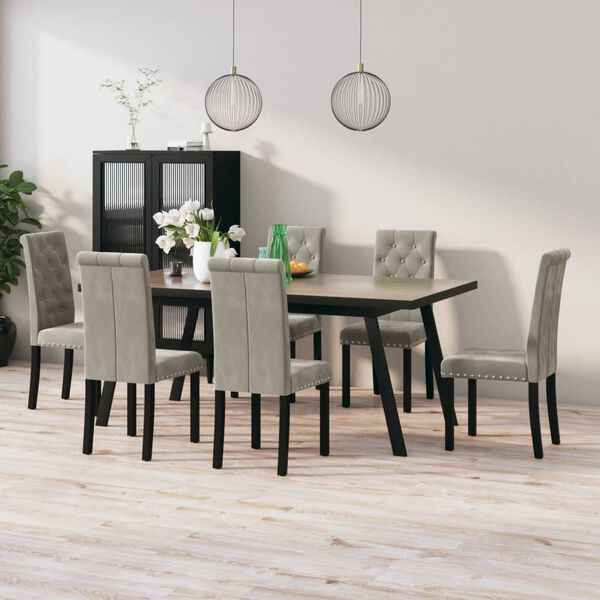 vidaXL Chaises &agrave; manger lot de 6 gris clair velours