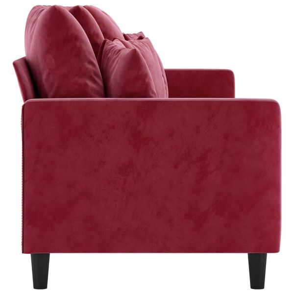 vidaXL Canap&eacute; &agrave; 3 places Rouge bordeaux 210 cm Velours