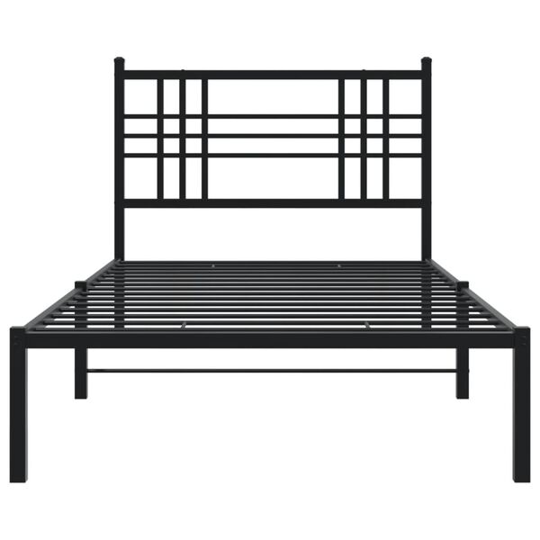 vidaXL Cadre de lit m&eacute;tal sans matelas avec t&ecirc;te de lit noir 90x200 cm