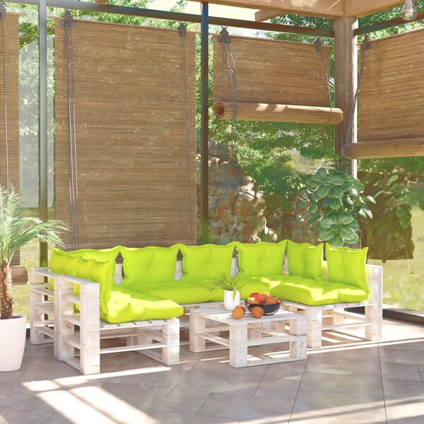 vidaXL Salon de jardin palette 7 pcs avec coussins bois de pin