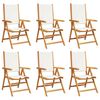 vidaXL Fauteuils pliants inclinables, 6 pi&egrave;ces, tissu blanc cr&egrave;me et bois massif