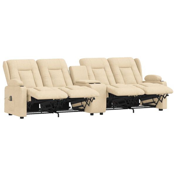 vidaXL Fauteuil de massage inclinable et porte-gobelets 4 places cr&egrave;me