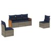 vidaXL Ensemble de canap&eacute; de jardin 5 pcs avec coussins gris r&eacute;sine tress&eacute;e