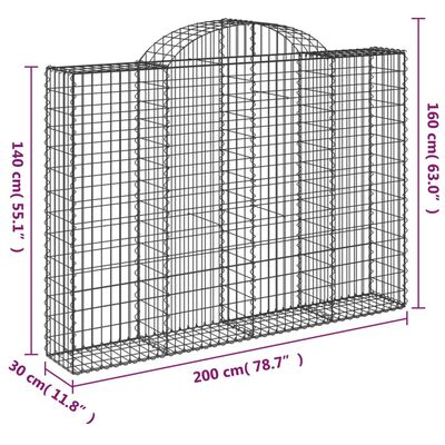 vidaXL Paniers à gabions arqués 25 pcs 200x30x140/160 cm Fer galvanisé