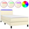 vidaXL Sommier &agrave; lattes de lit avec matelas et LED Cr&egrave;me 90x190cm