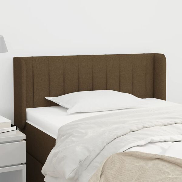vidaXL T&ecirc;te de lit avec oreilles Marron Fonc&eacute; 103x16x78/88 cm Tissu