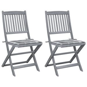 vidaXL Chaises pliables d'ext&eacute;rieur lot de 2 et coussins Bois d'acacia