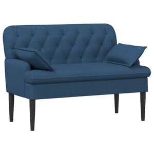 vidaXL Canap&eacute; love seat avec capitonnage en boutons Bleu Tissu