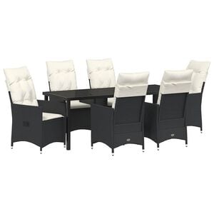 vidaXL Ensemble de salle &agrave; manger pour jardin 7 pcs Noir polyrotin
