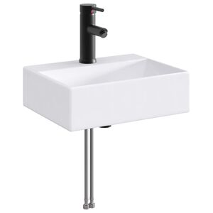 vidaXL Lavabo avec robinet et &eacute;vacuation Noir Mat 39 x 30,5 x 12,5 cm