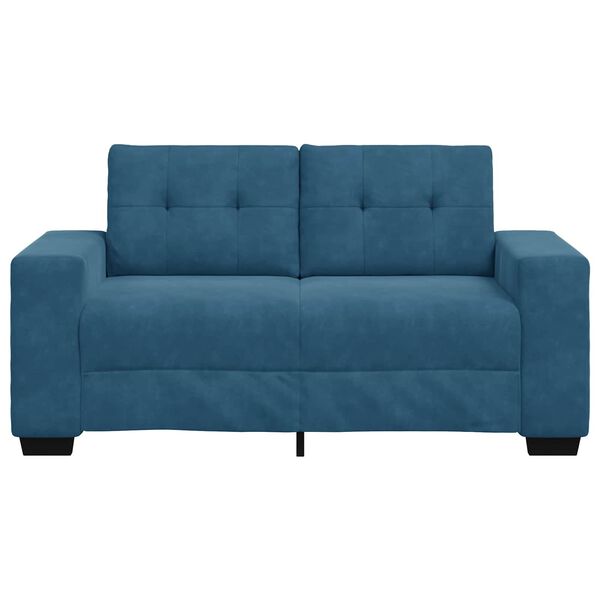 vidaXL | Canap&eacute; Loveseat | avec coussin Bleu Velours