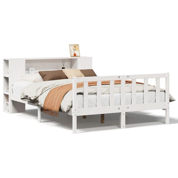 vidaXL Lit biblioth&egrave;que sans matelas blanc 160x200 cm bois pin massif