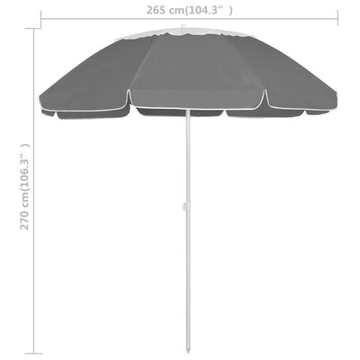 vidaXL Parasol de plage Anthracite 300 cm