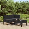 vidaXL Salon de jardin 3 pcs avec coussins R&eacute;sine tress&eacute;e Noir