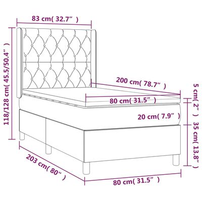 vidaXL Sommier à lattes de lit matelas LED Marron foncé 80x200cm Tissu