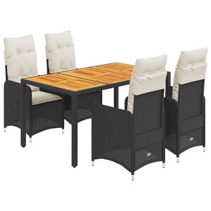vidaXL Ensemble de bistro de jardin 5 pcs coussins noir poly rotin