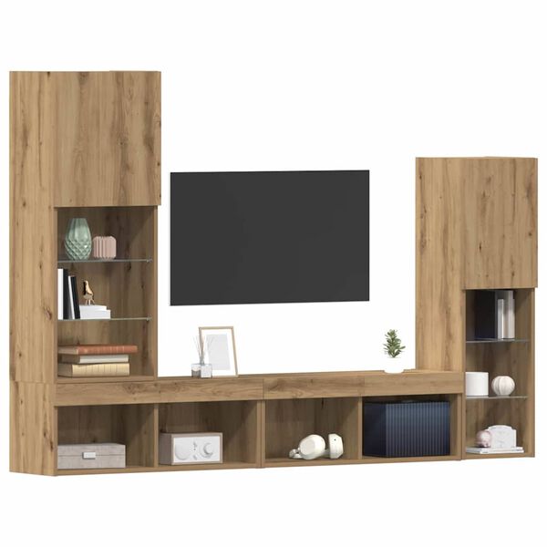 vidaXL Meuble TV 4 pcs ch&ecirc;ne artisanal Bois d'ing&eacute;nierie