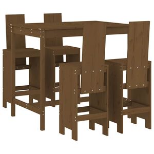 vidaXL Ensemble de bar de jardin 5 pcs marron miel bois de pin massif