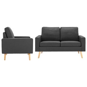 vidaXL Ensemble de canap&eacute;s 2 pcs Tissu Gris fonc&eacute;
